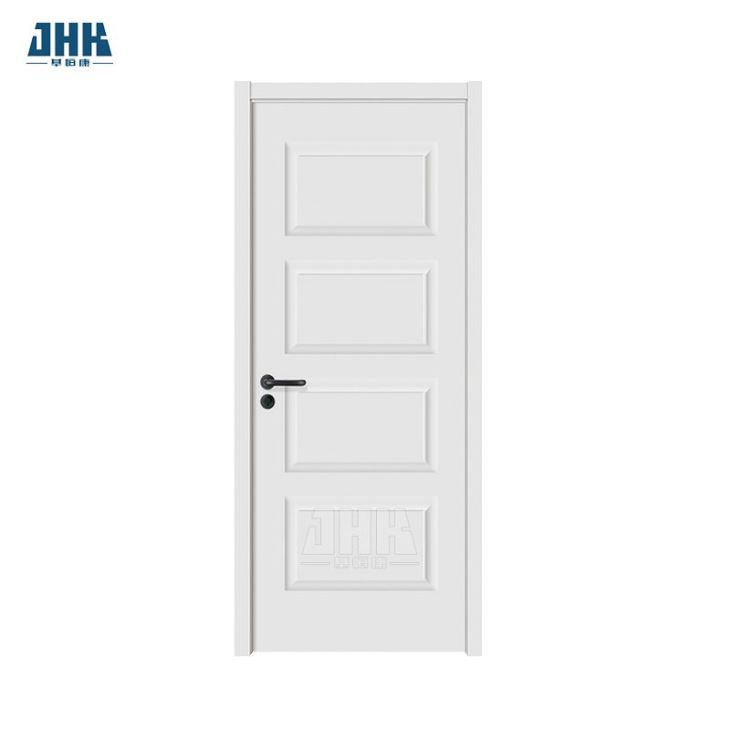 Jhk-017 تصميم باب خشبي داخلي أبيض HDF/MDF مكون من لوحتين