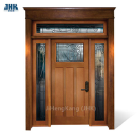 باب رئيسي من خشب الدر مزين بالزجاج